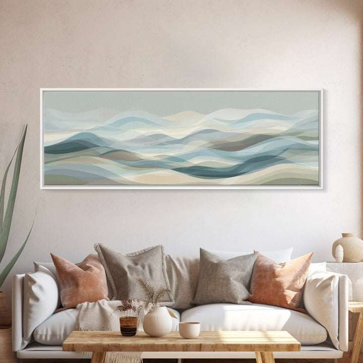 Soft Abstract Waves Framed Canvas Print, Waiting Room Art, Printable Art, Waiting Room Decor, Abstract Art, Calm, WRA-3x1-18