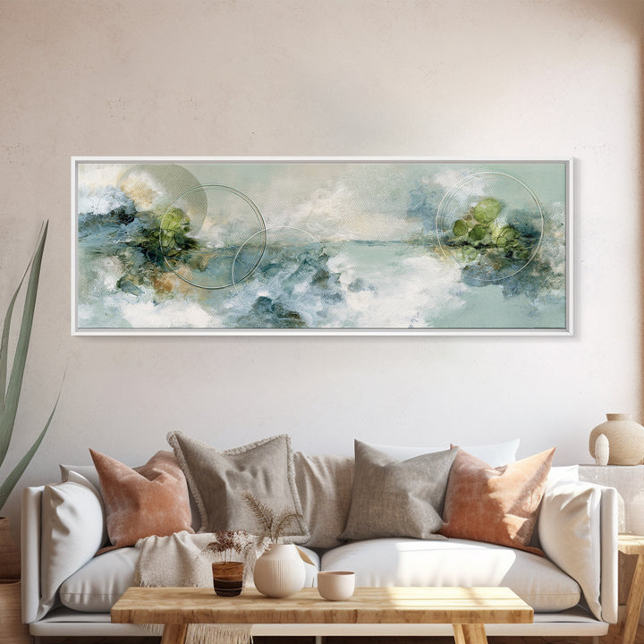 Abstract Circles Suggesting Calm Movement Framed Canvas Print, Waiting Room Art, Office Decor, Waiting Room Decor, Abstract Art, WRA-3x1-2
