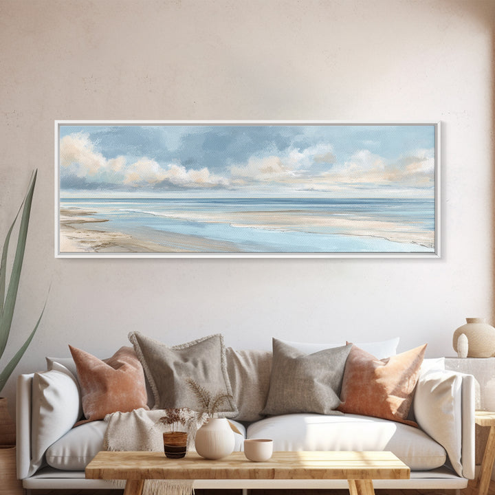 Coastal Horizon with Pale Sand and Water Canvas Print, Waiting Room Art, Landscape, Waiting Room Decor, Fine Art, Calm, WRA-3x1-25