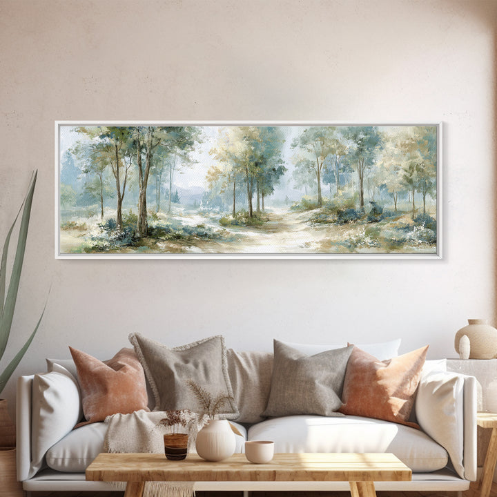 Misty Forest Path Canvas Print, Waiting Room Art, Gallery Decor, Waiting Room Decor, Fine Art, Calm, Contemporary Art, WRA-3x1-3