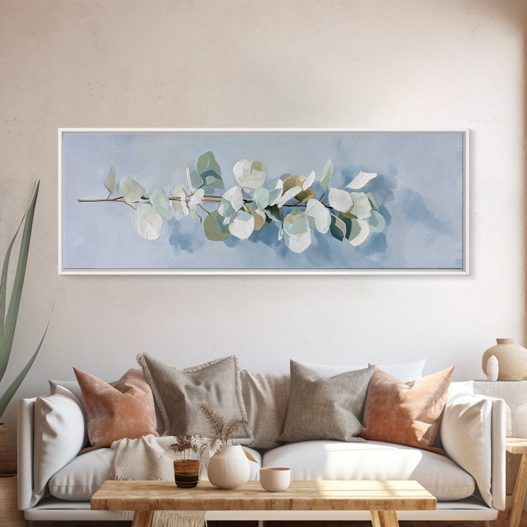 Clean Eucalyptus Leaf Study Canvas Print, Waiting Room Art, Minimalist Wall Art, Waiting Room Decor, Oil Painting, Calm, WRA-3x1-33