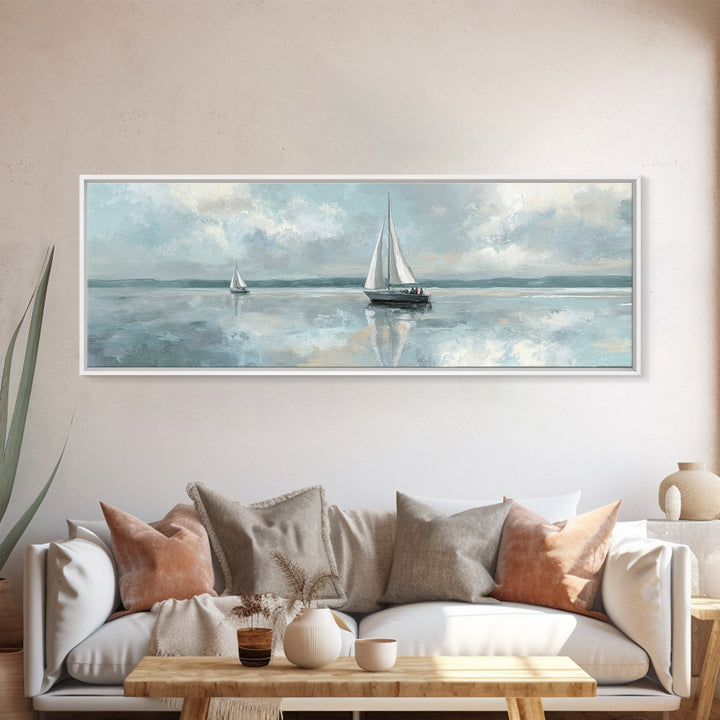 Quiet Sailboat on Calm Water Canvas Print, Waiting Room Art, Art Print, Waiting Room Decor, Fine Art, Calm, Abstract Art, WRA-3x1-35