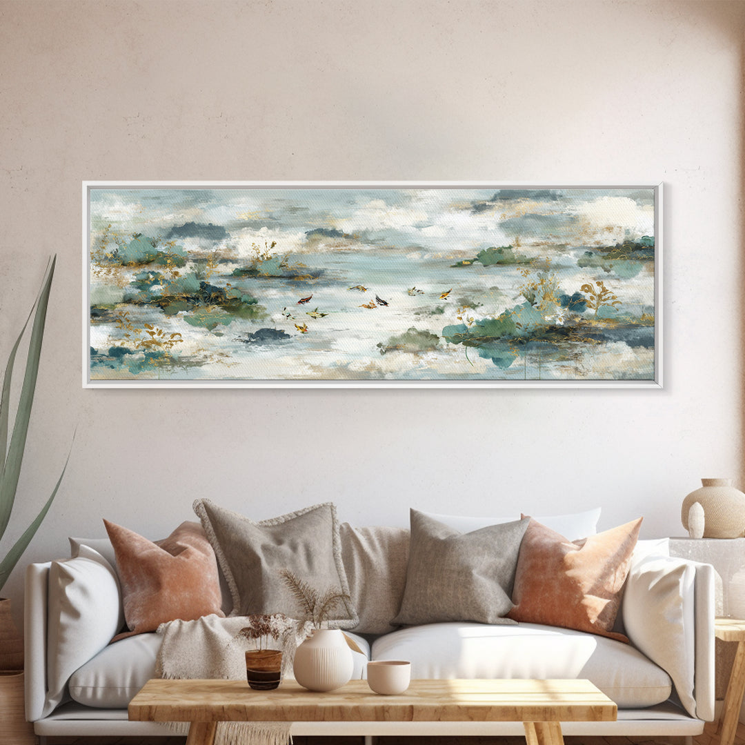 Gentle Koi Fish Canvas Print, Waiting Room Art, Bedroom Decor, Waiting Room Decor, Fine Art, Calm, Abstract, Digital Art Print, WRA-3x1-38