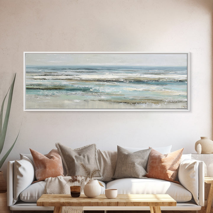 Coastal Horizon with Pale Sand and Water Canvas Print, Waiting Room Art, Landscape, Waiting Room Decor, Fine Art, Calm, WRA-3x1-49