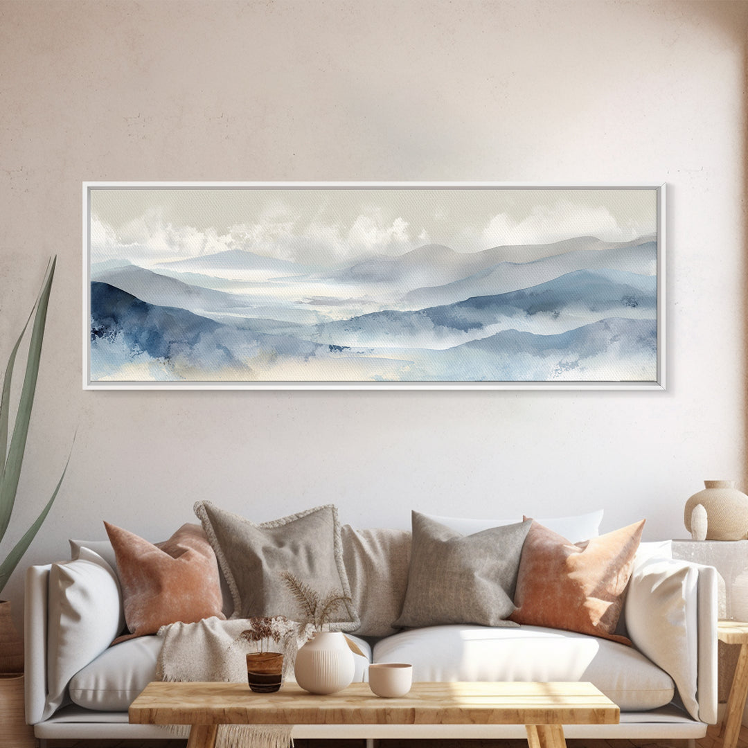 Simple Mountain Layers Canvas Print, Waiting Room Art, Digital Art Print, Waiting Room Decor, Watercolor Art, Calm, WRA-3x1-6