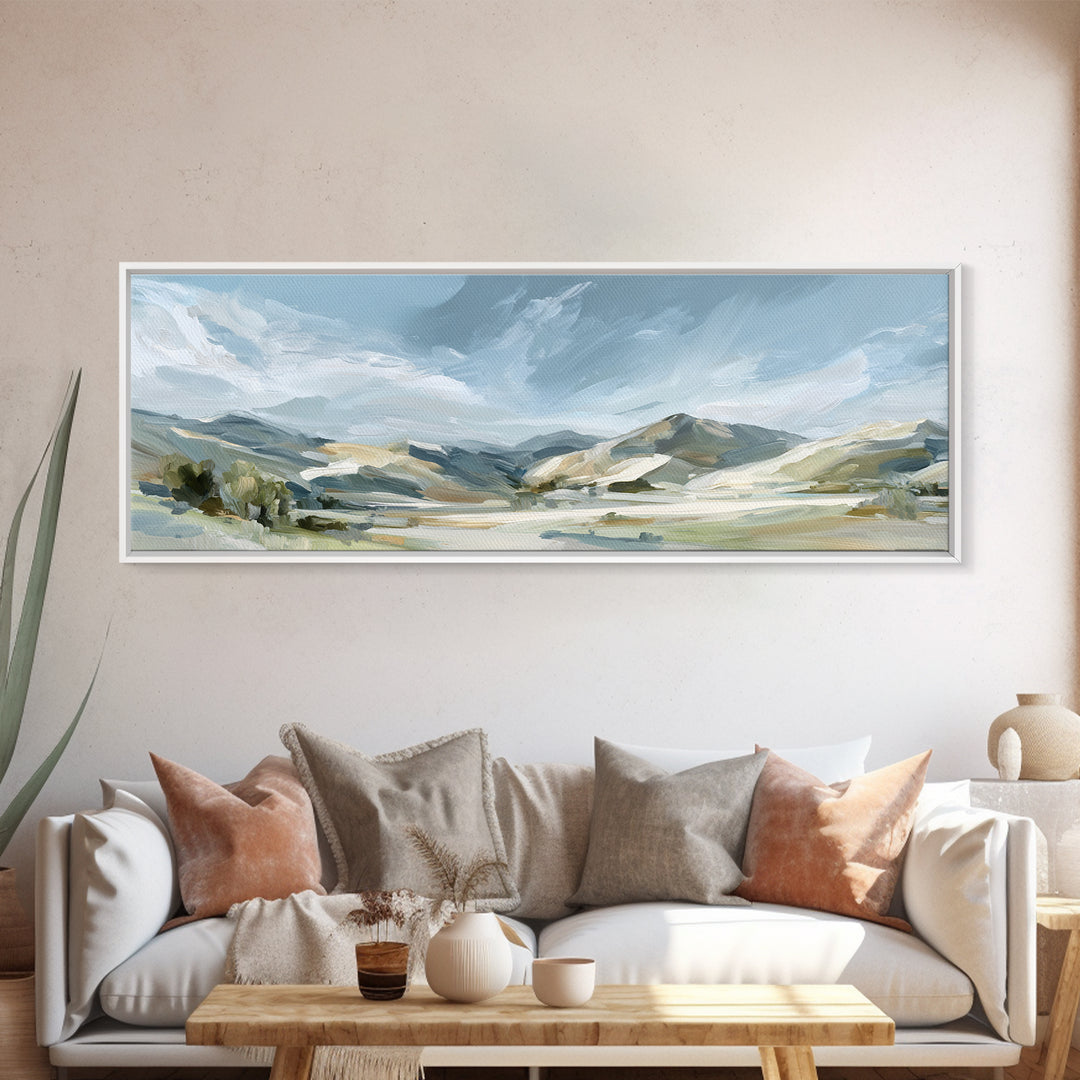 Calming Landscape with Open Sky and Gentle Canvas Print, Waiting Room Art, Dog Wall Art, Waiting Room Decor, Watercolor Art, WRA-3x1-65