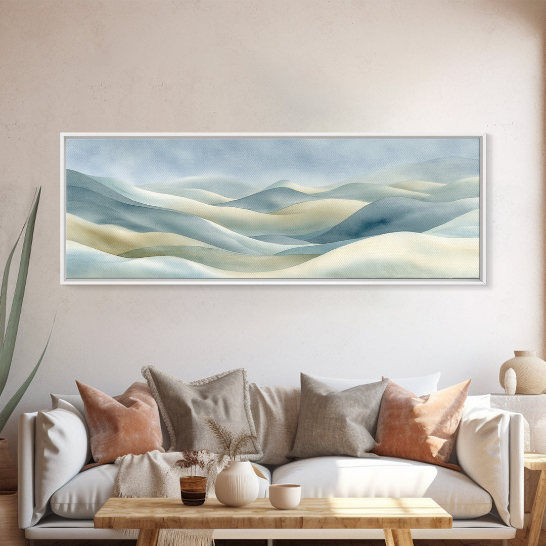 Soft Abstract Waves Canvas Print, Waiting Room Art, Bauhaus Print, Waiting Room Decor, Abstract Art, Calm, Dental Office Decor, WRA-3x1-66