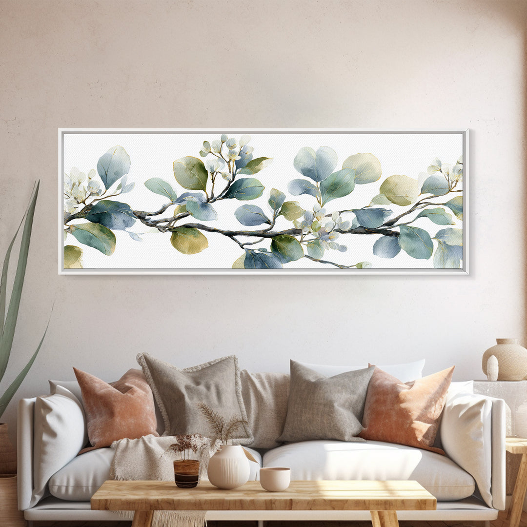 Neutral Botanical Branch Framed Canvas Print, Waiting Room Art, Bedroom Decor, Waiting Room Decor, Fine Art, Calm, Abstract, WRA-3x1-67