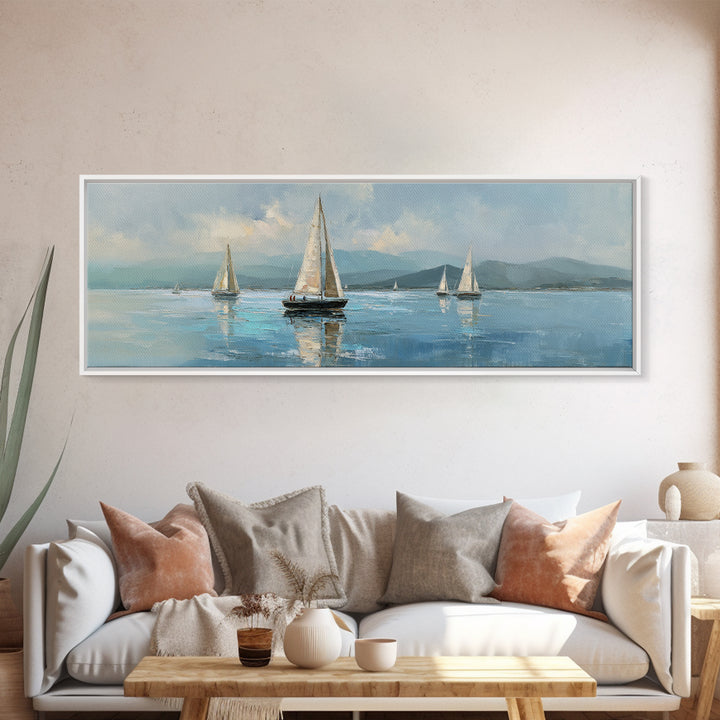 Quiet Sailboat on Calm Water Canvas Print, Waiting Room Art, Original Art, Waiting Room Decor, Fine Art, Calm, Office Art, WRA-3x1-83