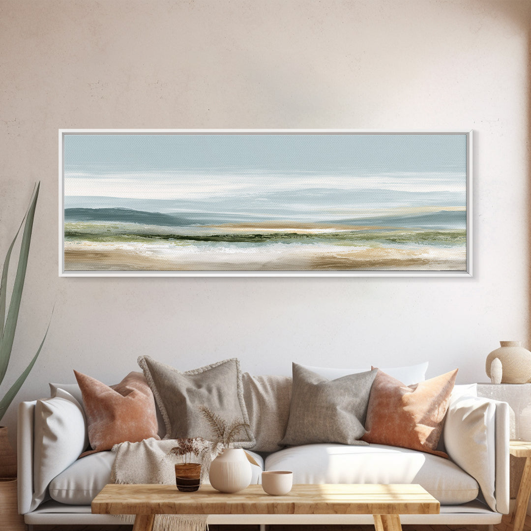 Calming Landscape with Open Sky and Gentle Framed Canvas Print, Waiting Room Art, Fine Art, Waiting Room Decor, Calm, WRA-3x1-89