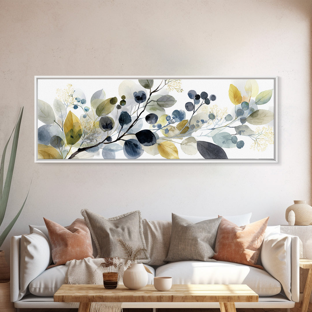 Neutral Botanical Branch Canvas Print, Waiting Room Art, Room Decor, Waiting Room Decor, Fine Art, Calm, Bedroom Decor, WRA-3x1-91