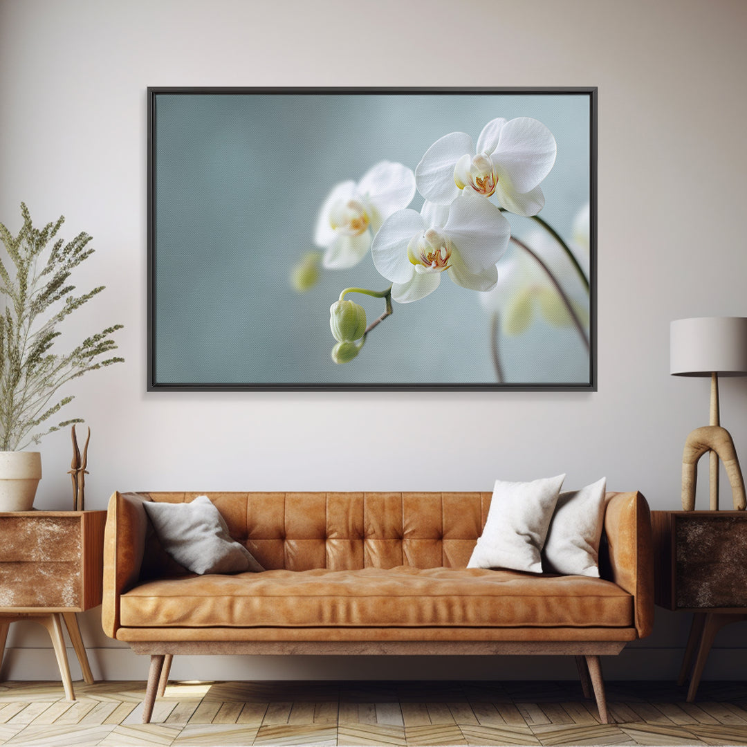 White Orchid on Light Gray Ground Canvas Print, Waiting Room Art, Digital Art Print, Waiting Room Decor, Fine Art, Calm, WRA-3x2-11