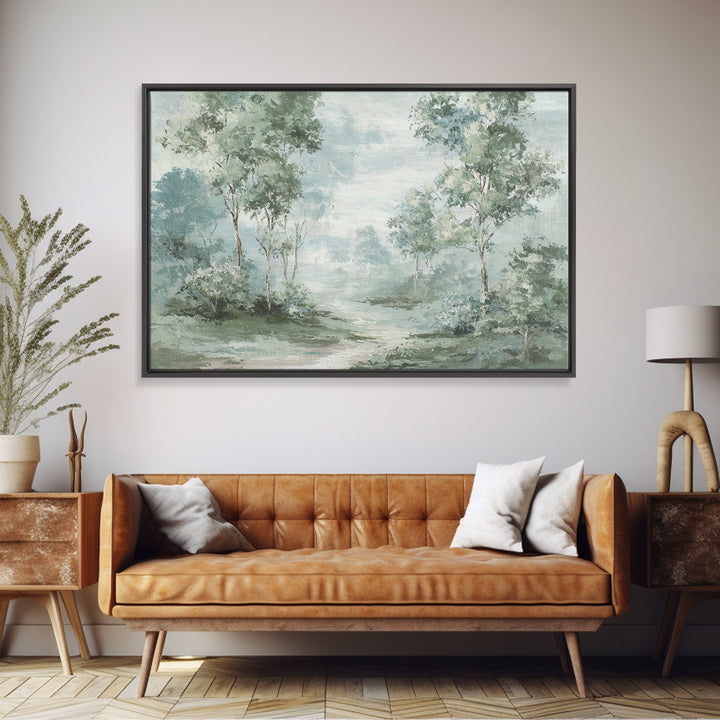 Misty Forest Path Framed Canvas Print, Waiting Room Art, Printable Art, Waiting Room Decor, Fine Art, Calm, Digital Art Print, WRA-3x2-15