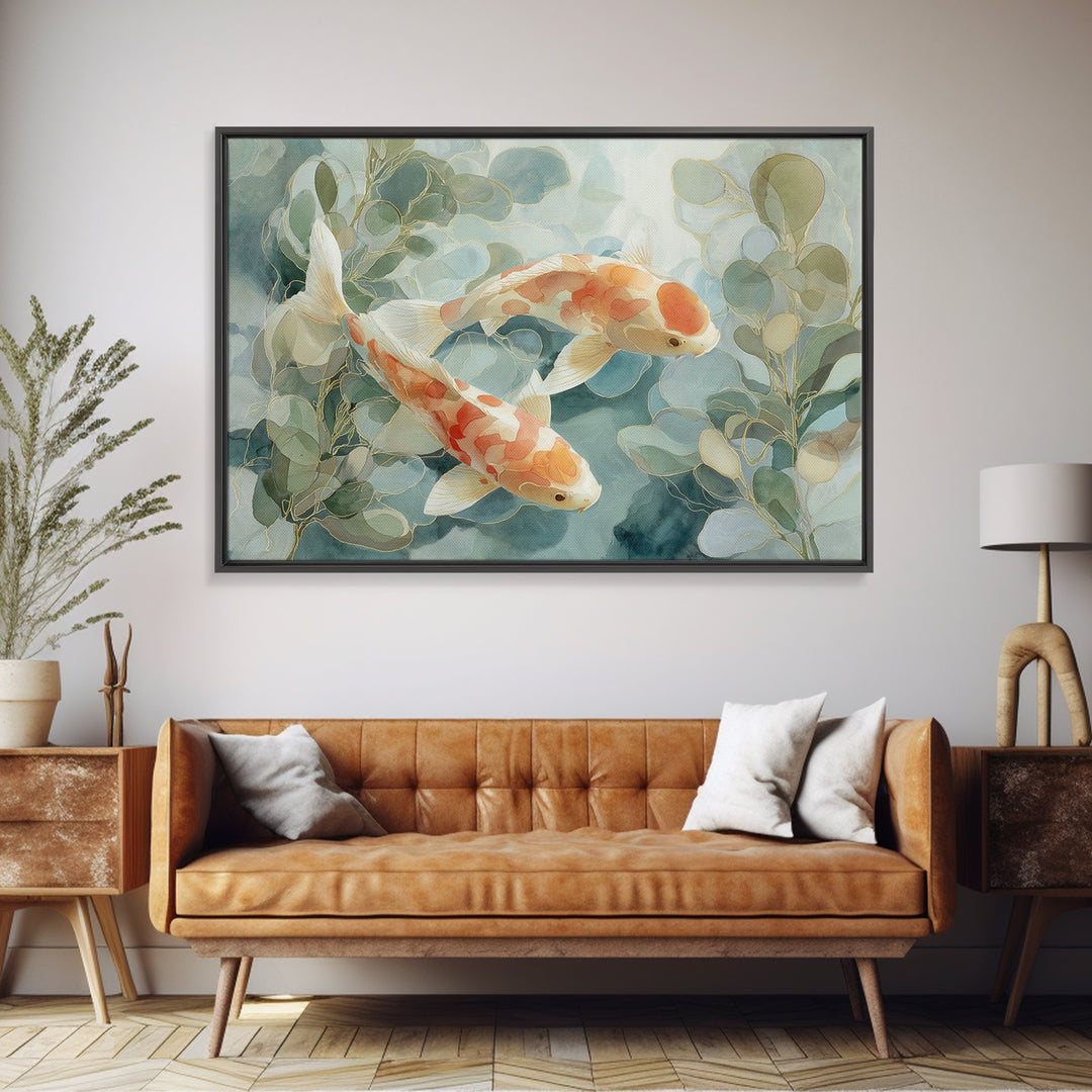 Gentle Koi Fish Canvas Print, Waiting Room Art, Office Wall Art, Waiting Room Decor, Watercolor Art, Calm, Dental Wall Art, WRA-3x2-26