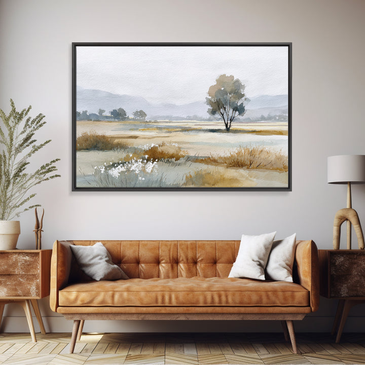 Open Field with Distant Tree Canvas Print, Waiting Room Art, Modern Art, Waiting Room Decor, Calm, Therapy Office Decor, WRA-3x2-3