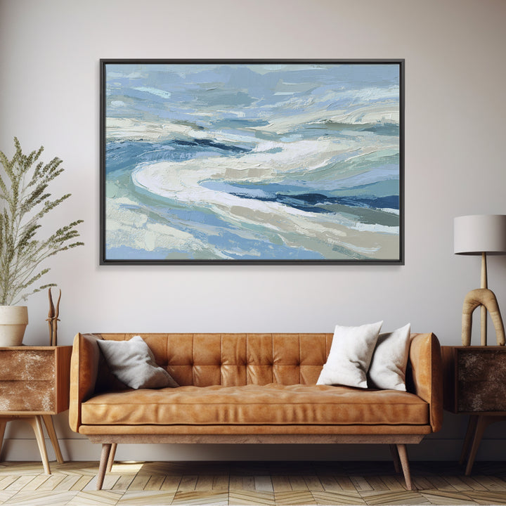 Soft Abstract Waves Framed Canvas Print, Waiting Room Art, Wall Sculpture, Waiting Room Decor, Fine Art, Calm, Dog Wall Art, WRA-3x2-6