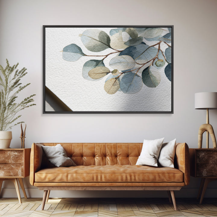 Clean Eucalyptus Leaf Study Framed Canvas Print, Waiting Room Art, Dog Wall Art, Waiting Room Decor, Fine Art, Calm, Boho Decor, WRA-3x2-69