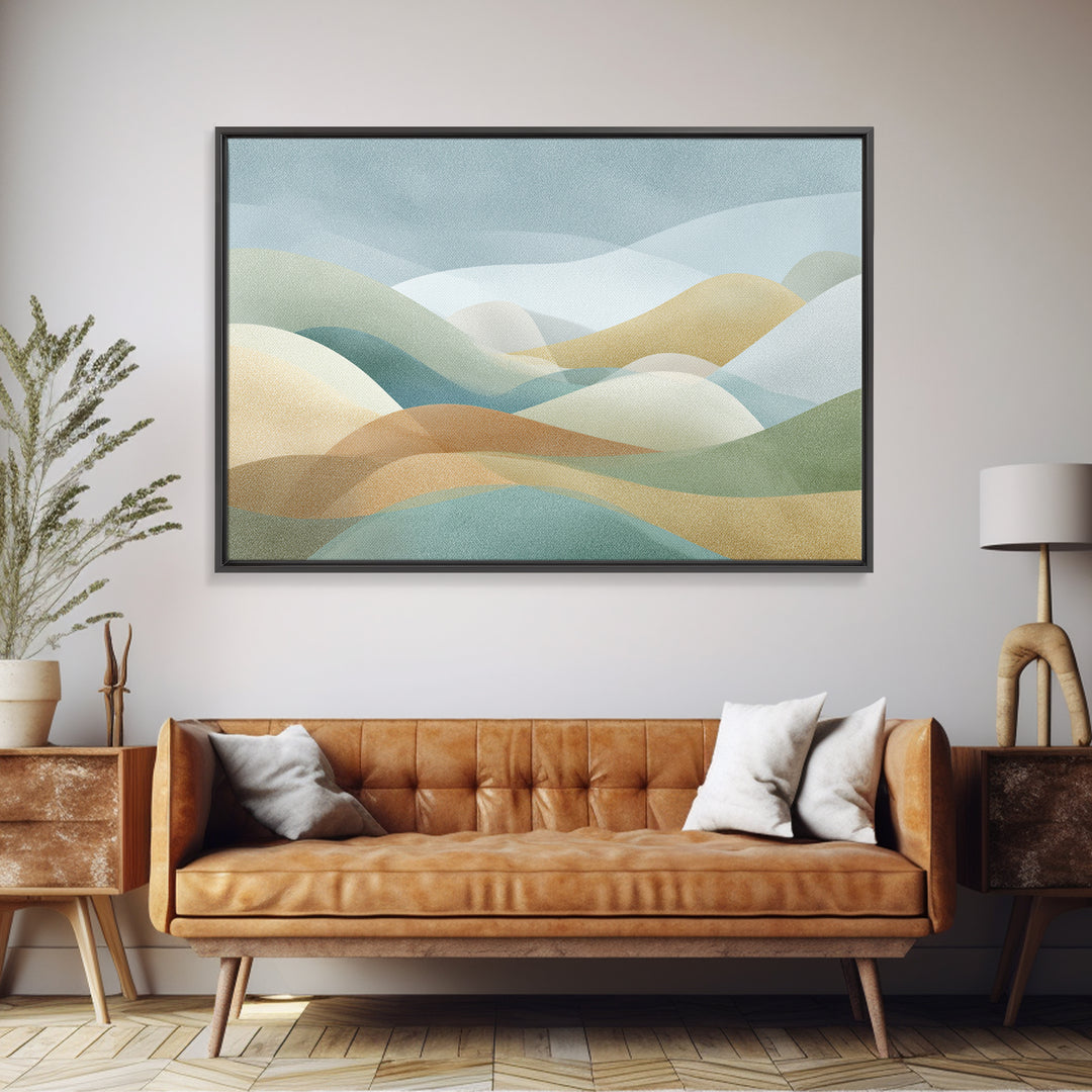 Pastel Rainbow Shapes for Pediatric Spaces Framed Canvas Print, Waiting Room Art, Bauhaus Print, Waiting Room Decor, WRA-3x2-70