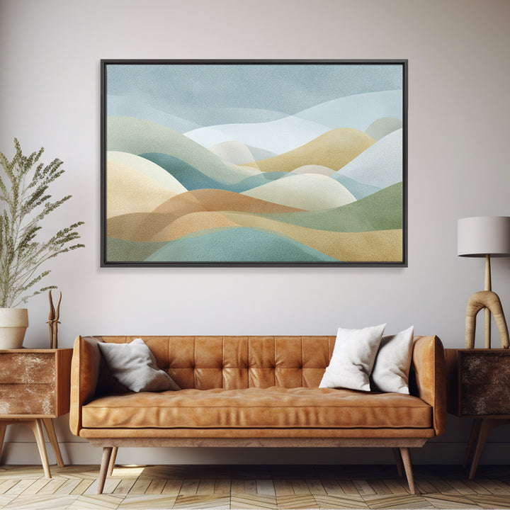 Pastel Rainbow Shapes for Pediatric Spaces Framed Canvas Print, Waiting Room Art, Bauhaus Print, Waiting Room Decor, WRA-3x2-70