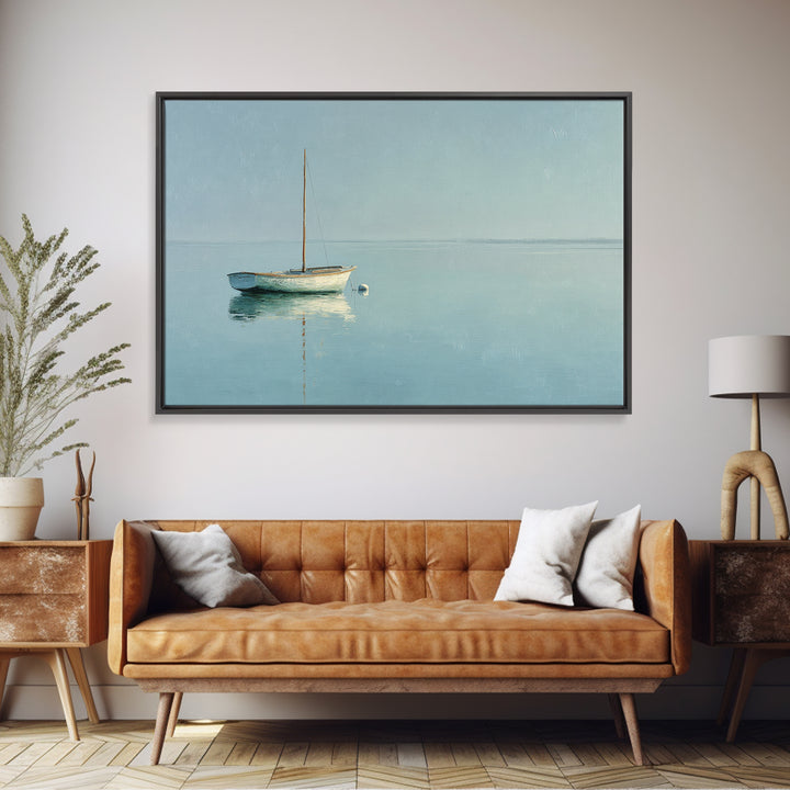 Quiet Sailboat on Calm Water Framed Canvas Print, Waiting Room Art, Office Art, Waiting Room Decor, Watercolor Art, Calm, WRA-3x2-71