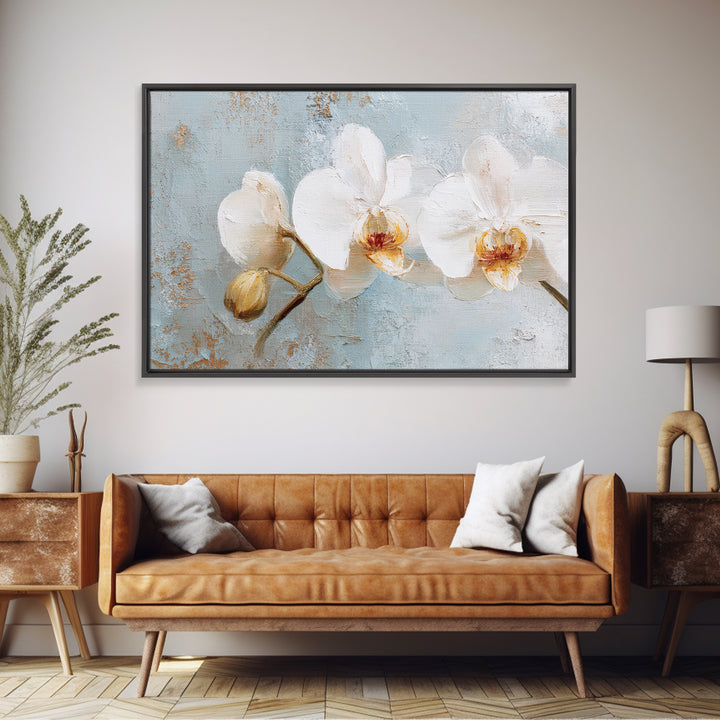 White Orchid on Light Gray Ground Canvas Print, Waiting Room Art, Wall Art, Waiting Room Decor, Fine Art, Calm, Floral Wall Art, WRA-3x2-83