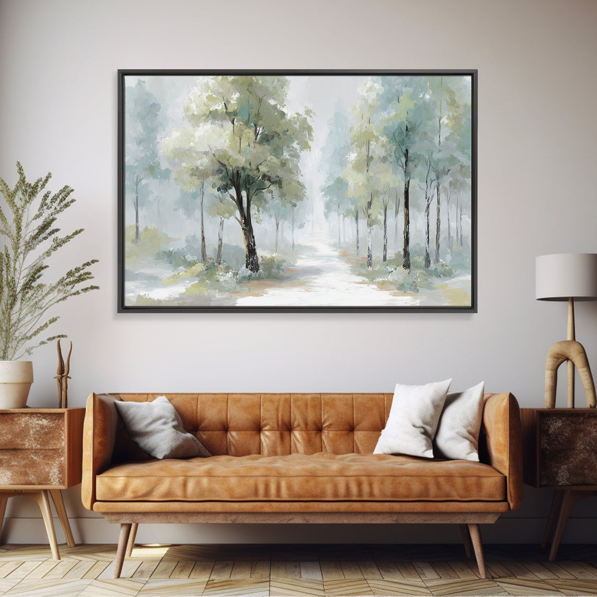 Misty Forest Path Framed Canvas Print, Waiting Room Art, Fine Art Print, Waiting Room Decor, Fine Art, Calm, Wall Decor, WRA-3x2-87