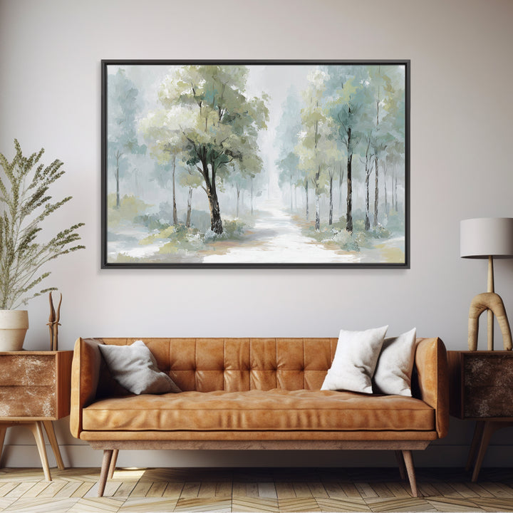 Misty Forest Path Framed Canvas Print, Waiting Room Art, Fine Art Print, Waiting Room Decor, Fine Art, Calm, Wall Decor, WRA-3x2-87
