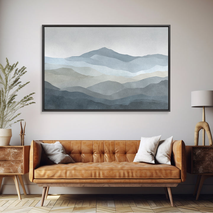 Simple Mountain Layers Framed Canvas Print, Waiting Room Art, Landscape, Waiting Room Decor, Watercolor Art, Calm, WRA-3x2-90