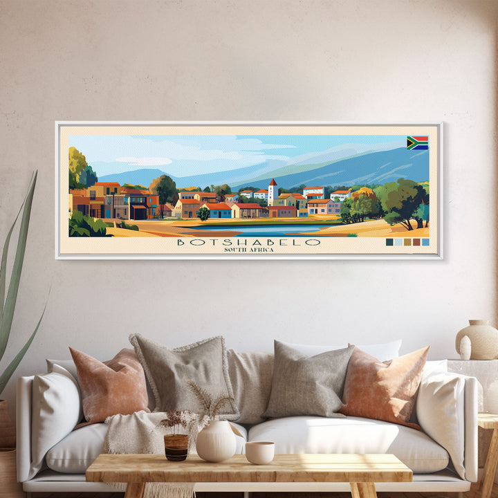 Botshabelo, South Africa Travel Poster Panoramic Canvas Print, Botshabelo, South Africa Painting, South Africa Art, Botshabelo Travel Art, Guest Room Painting
