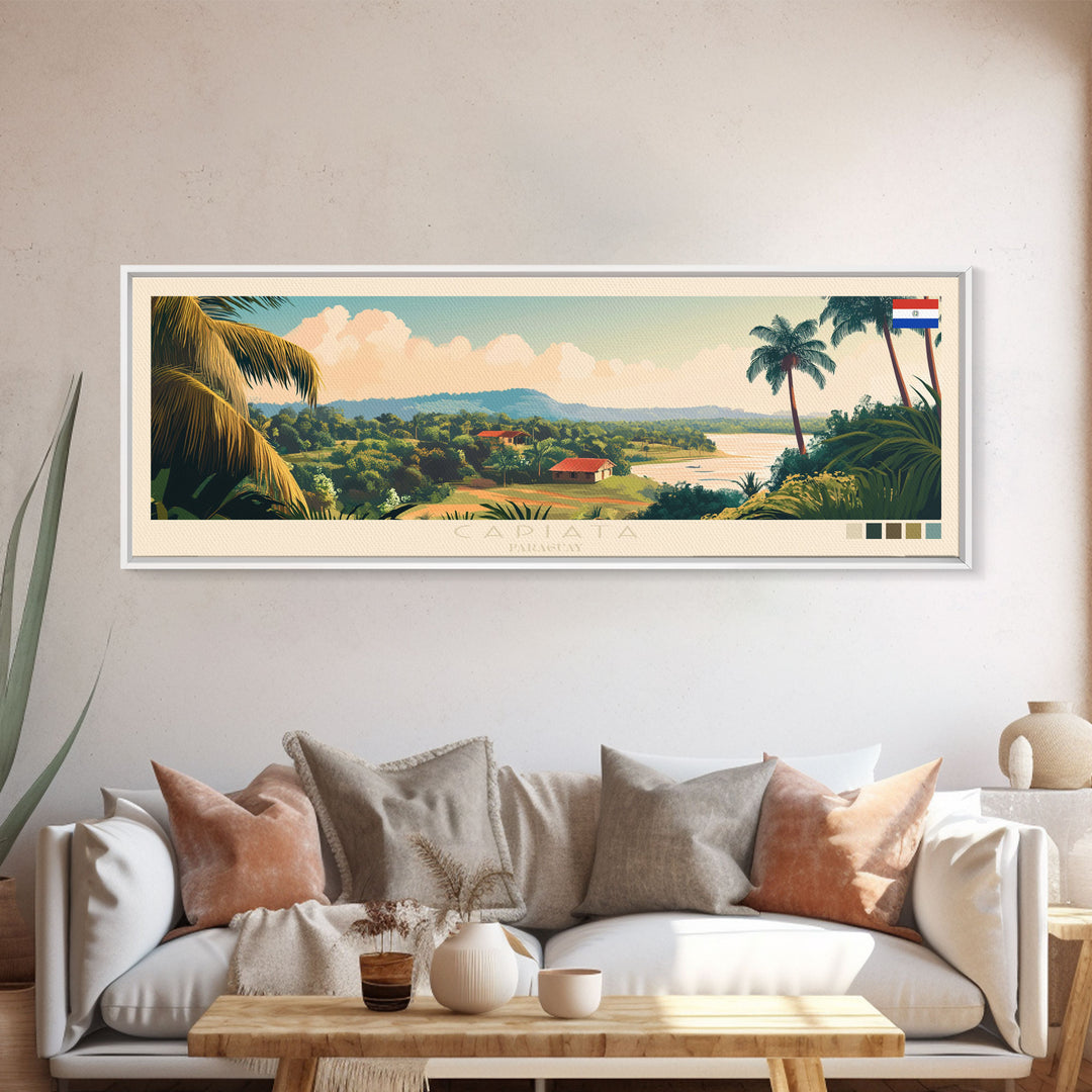 Capiata, Paraguay Panoramic Travel Poster Canvas Print, Capiata, Paraguay Painting, Paraguay Art, Capiata Travel Art, Living Room Painting