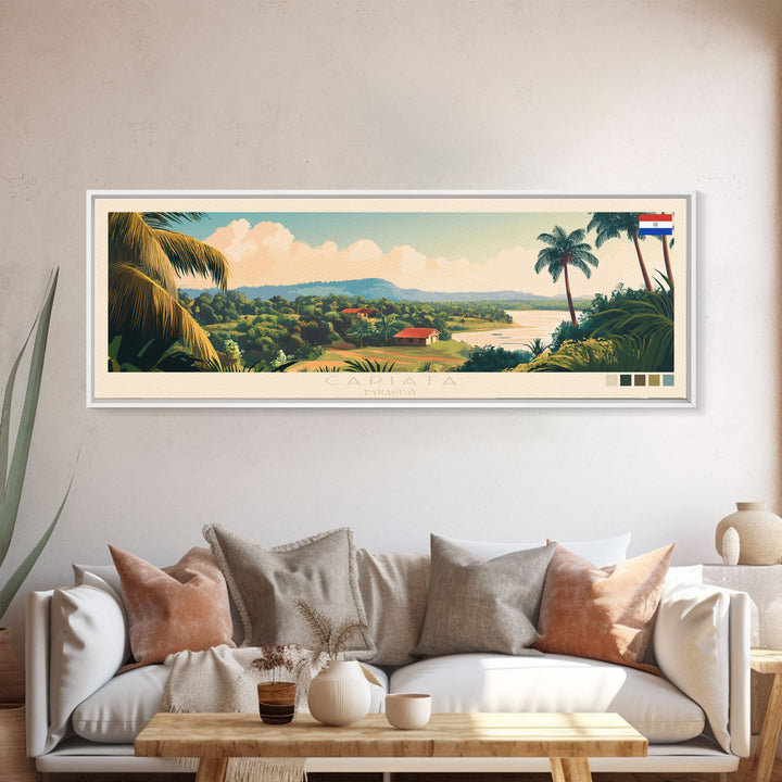 Capiata, Paraguay Panoramic Travel Poster Canvas Print, Capiata, Paraguay Painting, Paraguay Art, Capiata Travel Art, Living Room Painting