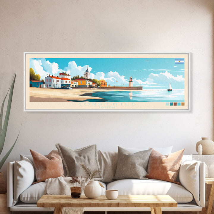 Corrientes, Argentina Travel Poster Panoramic Canvas Print, Corrientes, Argentina Painting, Argentina Art, Corrientes Travel Art, Guest Room Painting