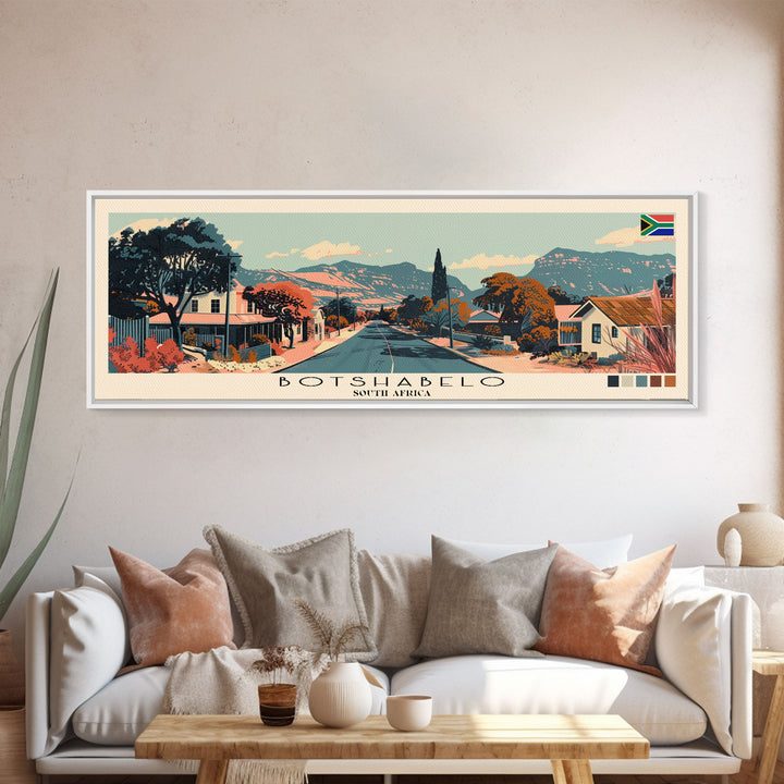 Botshabelo, South Africa Panoramic Canvas Print, Botshabelo, South Africa Painting, South Africa Art, Botshabelo Travel Poster, Travel Art, Guest Room Painting