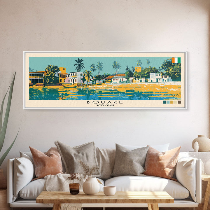 Bouake, Ivory Coast Panoramic Canvas Print, Bouake, Ivory Coast Painting, Ivory Coast Art, Bouake Travel Poster, Travel Art, Guest Room Painting