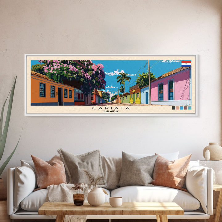 Capiata, Paraguay Panoramic Canvas Print, Capiata, Paraguay Painting, Paraguay Art, Capiata Travel Poster, Travel Art, Guest Room Painting