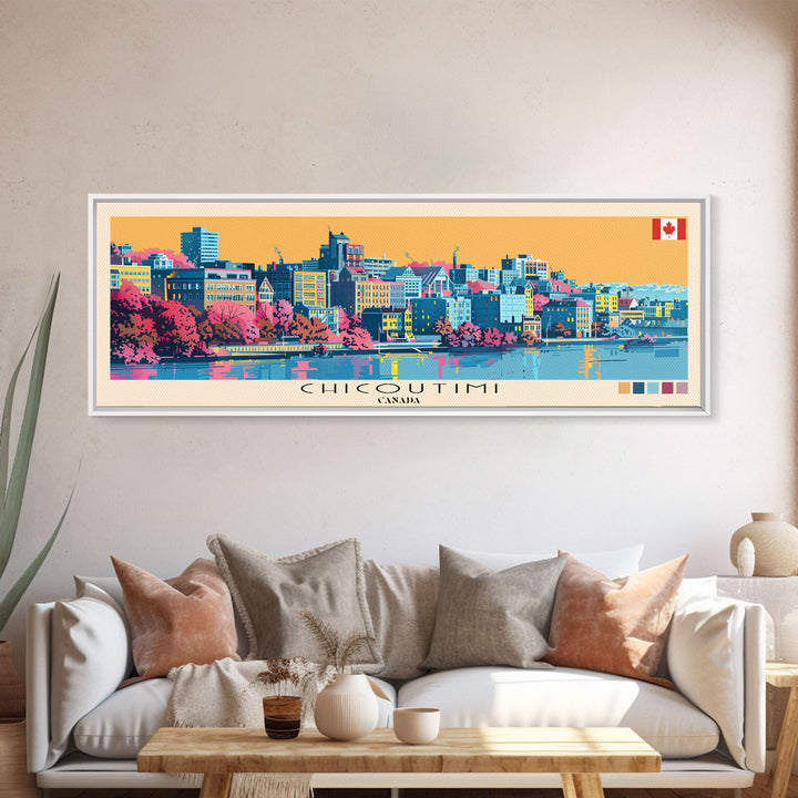Chicoutimi, Canada Panoramic Canvas Print, Chicoutimi, Canada Painting, Canada Art, Chicoutimi Travel Poster, Travel Art, Guest Room Painting
