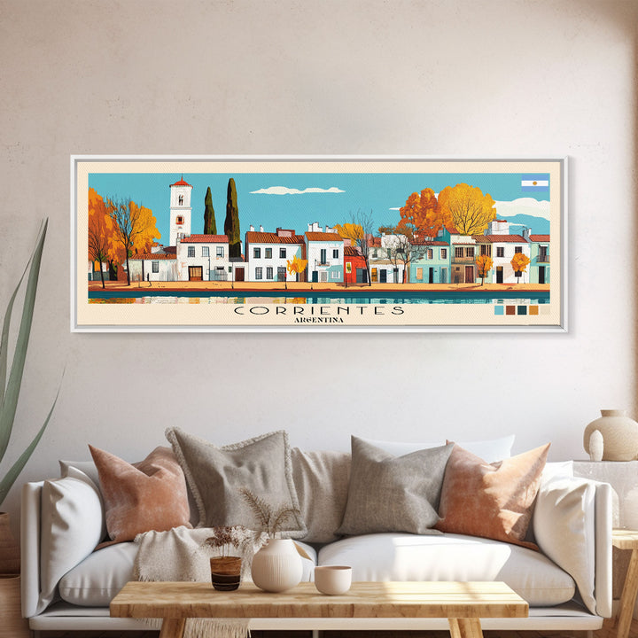 Corrientes, Argentina Panoramic Canvas Print, Corrientes, Argentina Painting, Argentina Art, Corrientes Travel Poster, Travel Art, Vacation Gift