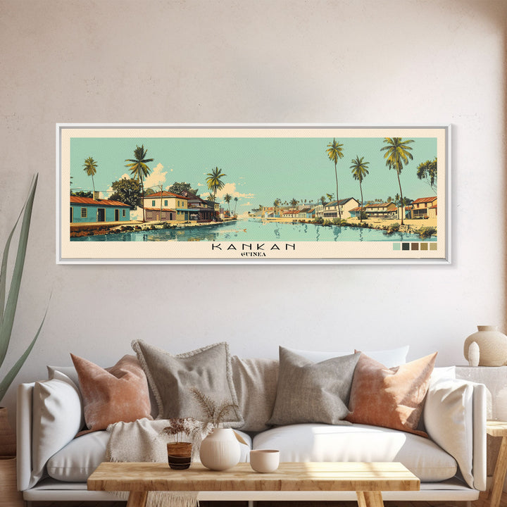 Kankan, Guinea Panoramic Canvas Print, Kankan, Guinea Painting, Guinea Art, Kankan Travel Poster, Travel Art, Guest Room Painting