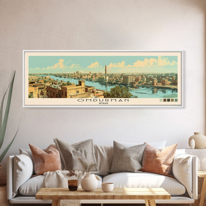 Omdurman,  Sudan Panoramic Canvas Print, Omdurman,  Sudan Painting,  Sudan Art, Omdurman Travel Poster, Travel Art, Housewarming Gift