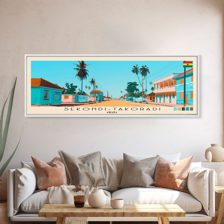 Sekondi-Takoradi, Ghana Panoramic Canvas Print, Sekondi-Takoradi, Ghana Painting, Ghana Art, Sekondi-Takoradi Travel Poster, Travel Art, Guest Room Painting