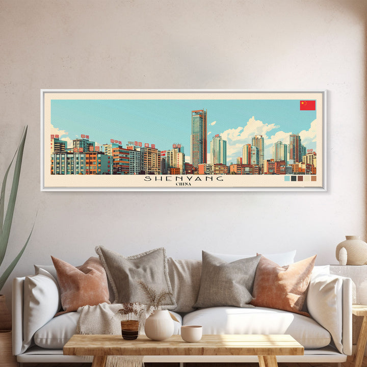 Shenyang, China Panoramic Canvas Print, Shenyang, China Painting, China Art, Shenyang Travel Poster, Travel Art, Vacation Gift