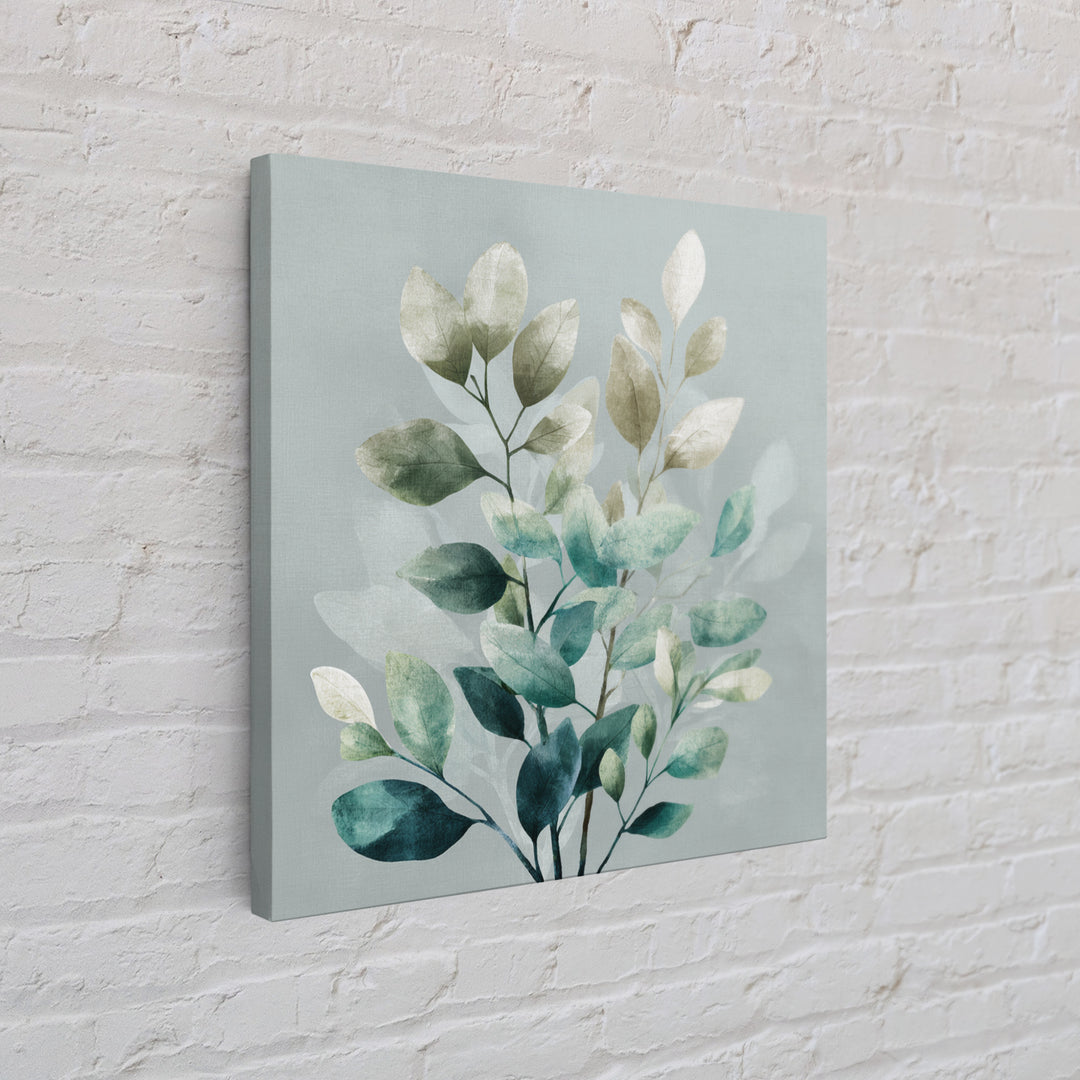 Sage Green Botanical Branch Study Canvas Print, Yoga Studio Art, Spiritual Wall Art, Yoga Studio Decor, Fine Art, Balance, YSA-1x1-17