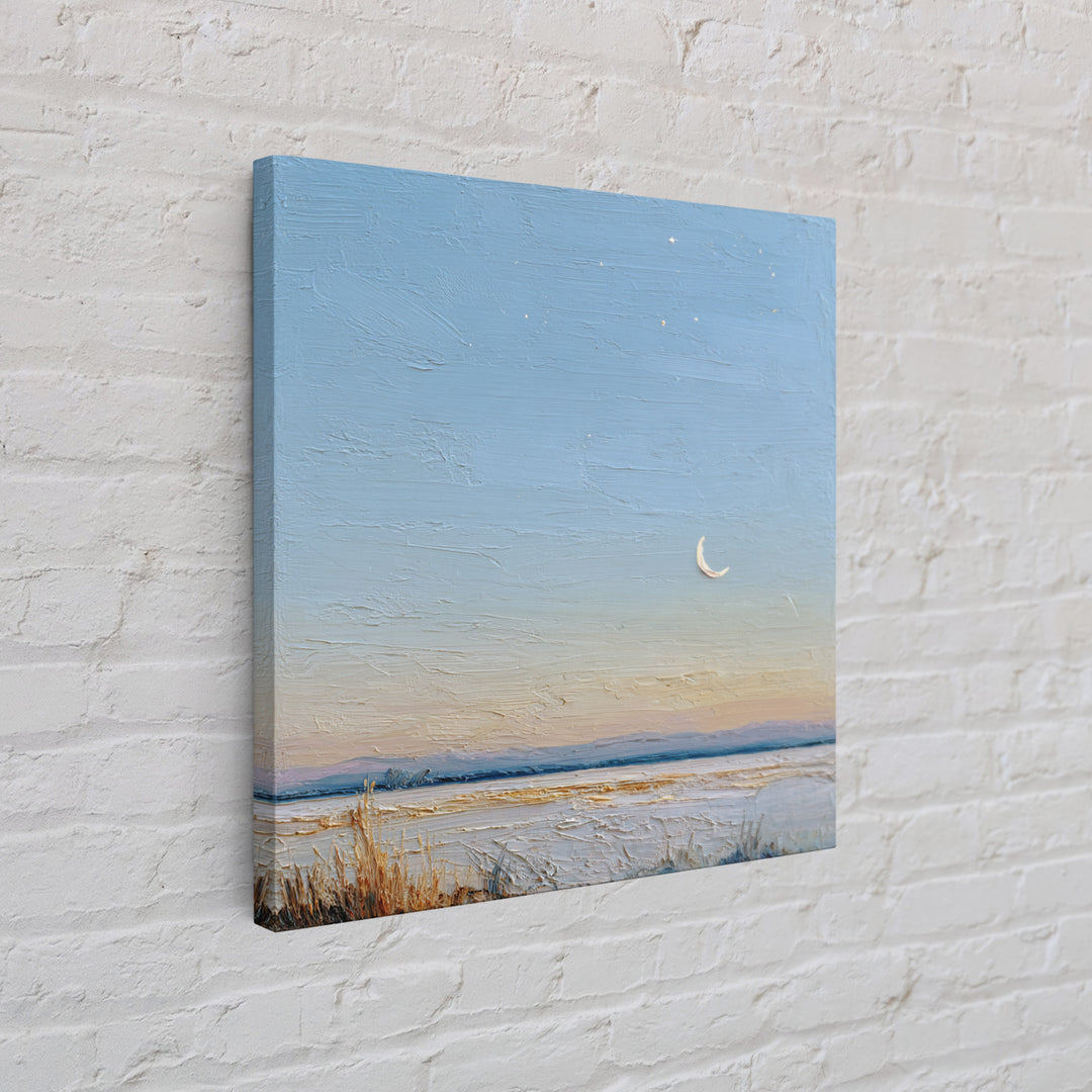 Crescent Moon and Stars Canvas Print, Yoga Studio Art, Nature Prints, Yoga Studio Decor, Fine Art, Balance, Boho Wall Hanging, YSA-1x1-18