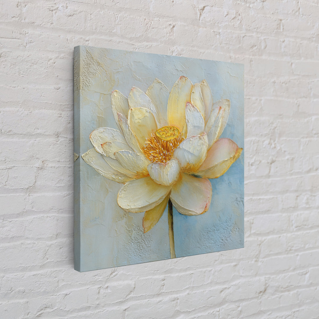 Lotus Flower with Soft Golden Glow Canvas Print, Yoga Studio Art, Neutral Decor, Yoga Studio Decor, Fine Art, Balance, YSA-1x1-75