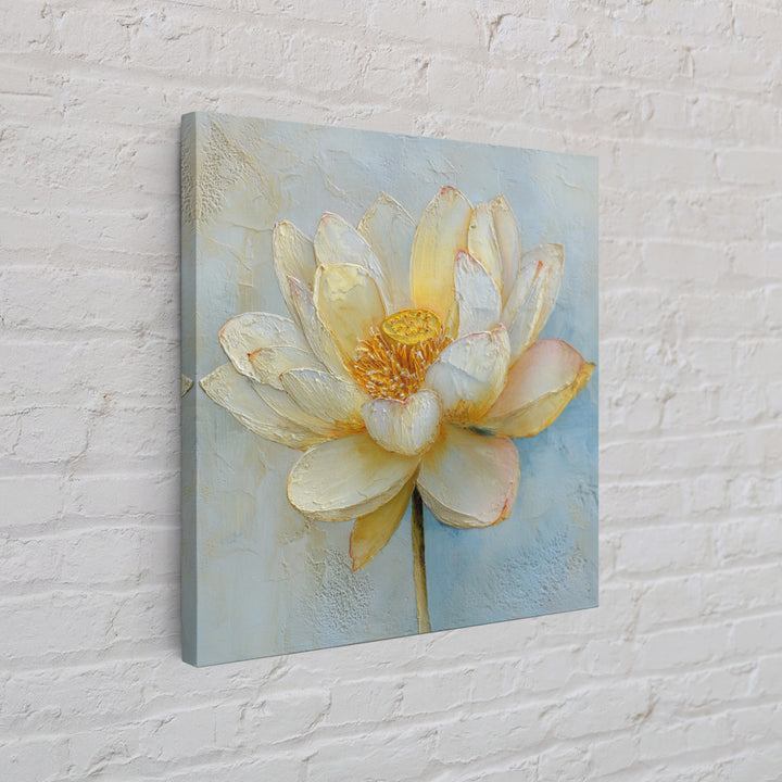 Lotus Flower with Soft Golden Glow Canvas Print, Yoga Studio Art, Neutral Decor, Yoga Studio Decor, Fine Art, Balance, YSA-1x1-75