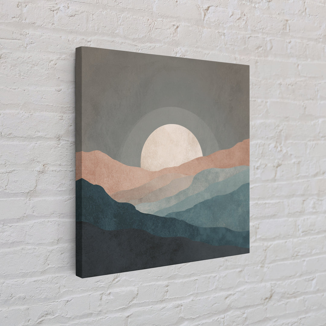 Moon Phase Arc Above Mountain Silhouette Canvas Print, Yoga Studio Art, Room Decor, Yoga Studio Decor, Fine Art, Balance, YSA-1x1-77
