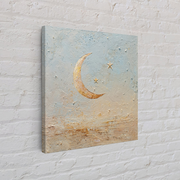 Crescent Moon and Stars Canvas Print, Yoga Studio Art, Southwest Decor, Yoga Studio Decor, Fine Art, Balance, Textured Painting, YSA-1x1-90