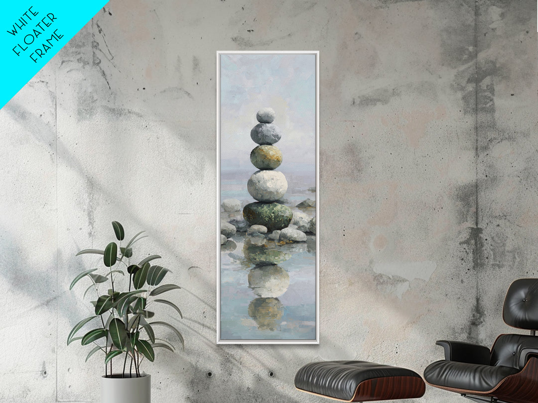 Balanced Stones Beside Calm Water Canvas Print, Yoga Studio Art, Yoga, Yoga Studio Decor, Fine Art, Balance, Nature Prints, YSA-1x3-40