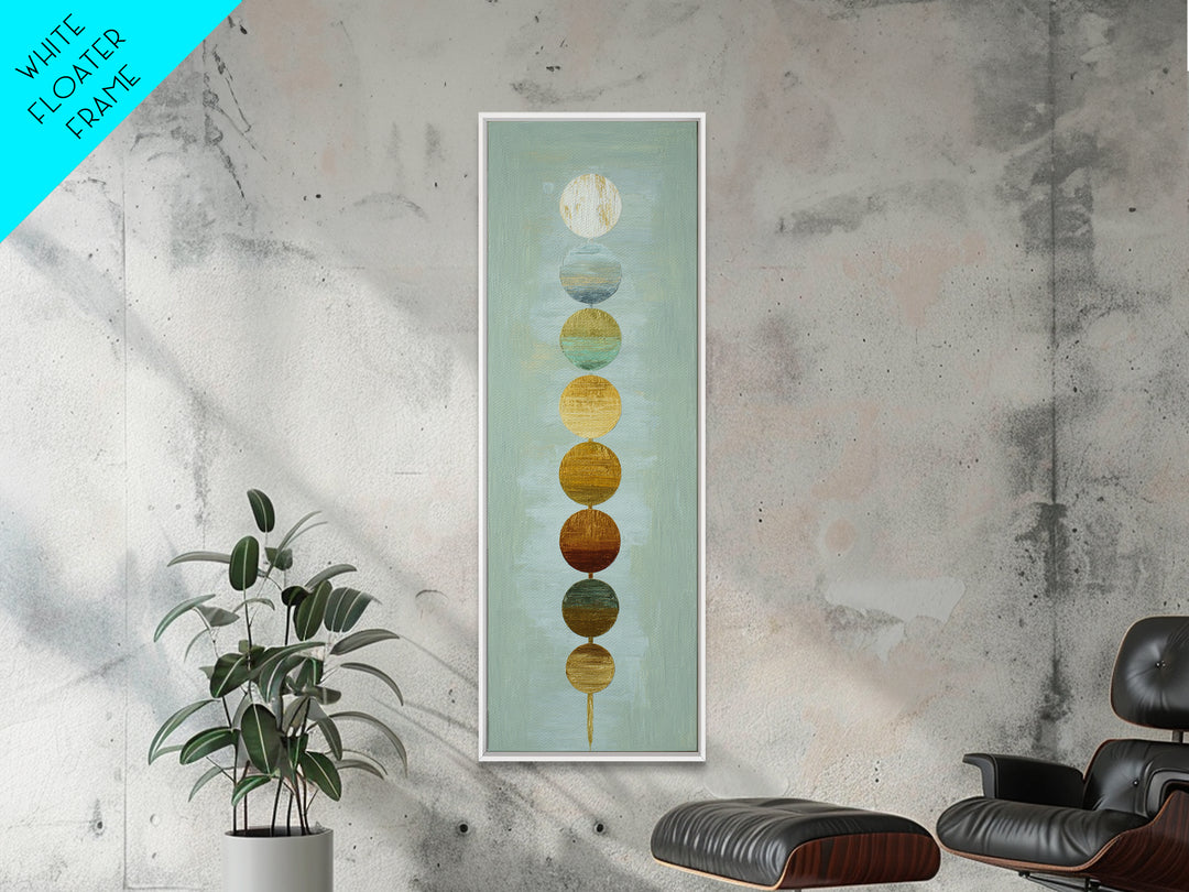 Chakra Color Circles Framed Canvas Print, Yoga Studio Art, Boho Wall Hanging, Yoga Studio Decor, Fine Art, Balance, YSA-1x3-50