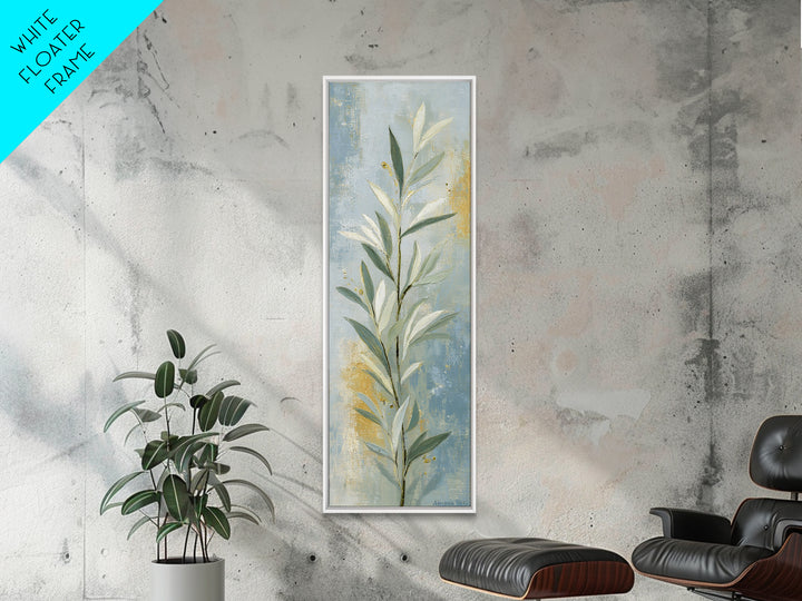 Sage Green Botanical Branch Study Framed Canvas Print, Yoga Studio Art, Neutral Decor, Yoga Studio Decor, Fine Art, Balance, YSA-1x3-53